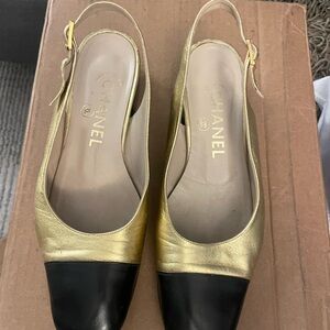 CHANEL Women's Gold and Black Heels
